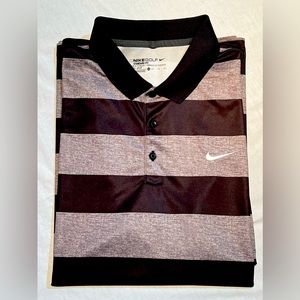 Nike Golf Standard Fit, Dri-Fit Short Sleeve Black/Gray Stripped Polo XL GUC